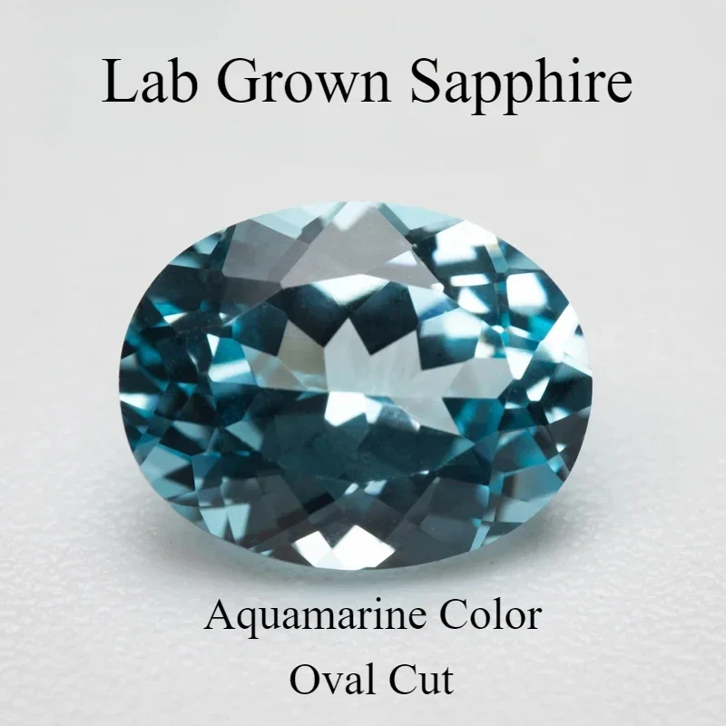 

Lab Grown Sapphire Aquamarine Color Oval Cut Top Quality Gemstones Beads for Charms Jewelry Making Selectable AGL Certificate