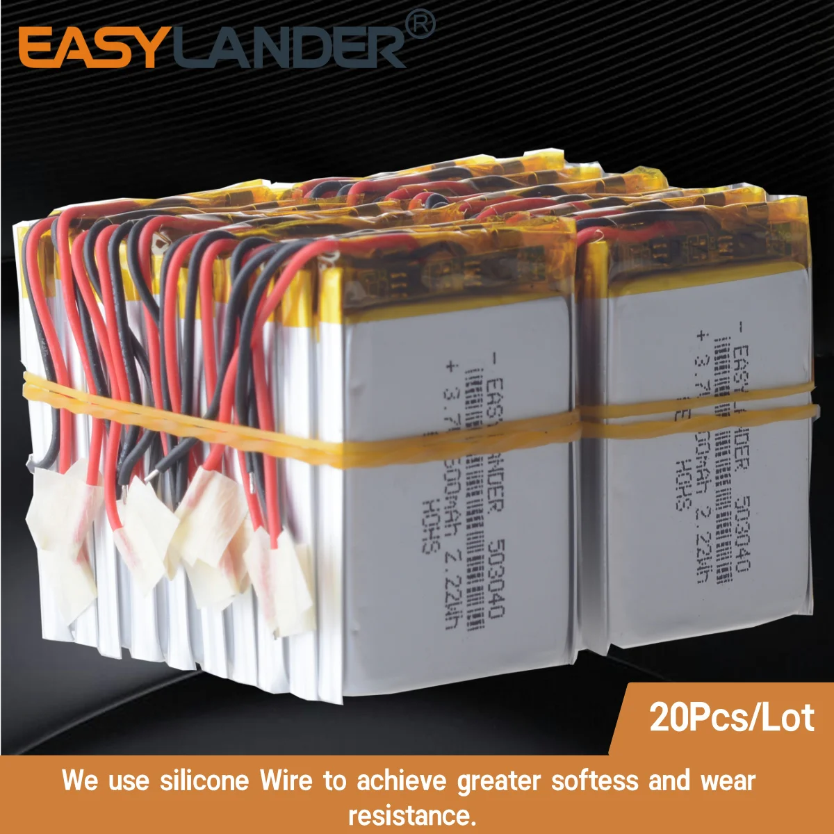 

20 шт./лот силиконовые провода 3,7 В 600 мАч 503040 Перезаряжаемая литий-ионная полимерная батарея