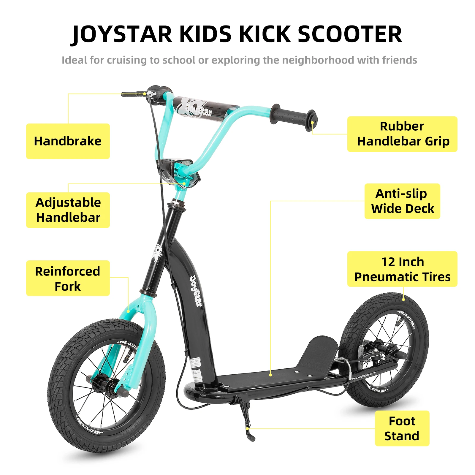 JOYSTAR Kick Scooter for Kids, Lightweight Kids Scooter with Adjustable Handlebar, Rear Drum Brakes, Scooter for Boys & Girls