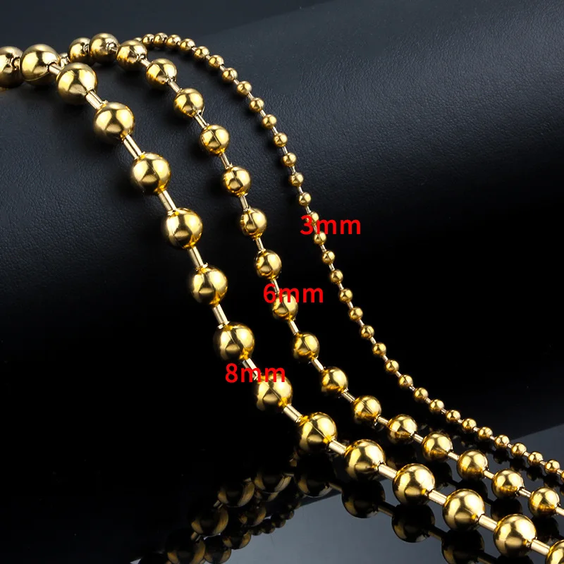 

3/6/8mm Stainless Steel Bead Chain By Meter For Jewelry Making Gold/Silver Metal Bead Chains 3/6/8mm By Meter Wholesale 5m