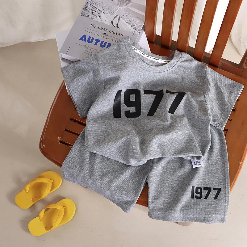 Kids Short Sleeve Suits Summer Clothing Boys Trendy Sports Casual Round Neck Tops+Short 2 Piece/Set New Baby Tracksuits