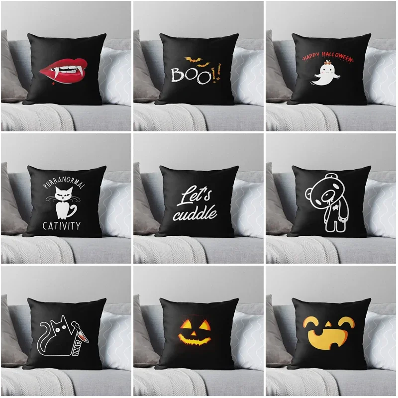 Modern Living Room sofa House bed halloween pumpkin 45*45 decorative Home pillow case Cushion covers autumn fear Skeleton 50x50