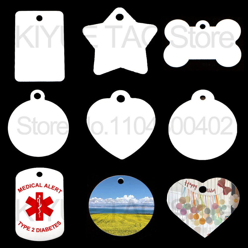 100Pcs Customize Sublimation Dog Tag Pet Aluminum Id Cat Accessories Address Tag For Dogs Heat Transfer Printing Blank Nameplate