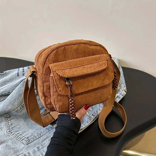 Sztruksowa damska mała torba na ramię nastolatka dziewczyna torba na ramię Bolsa śliczna torebka studencka ulica koreańskie torby kurierskie w stylu Harajuku