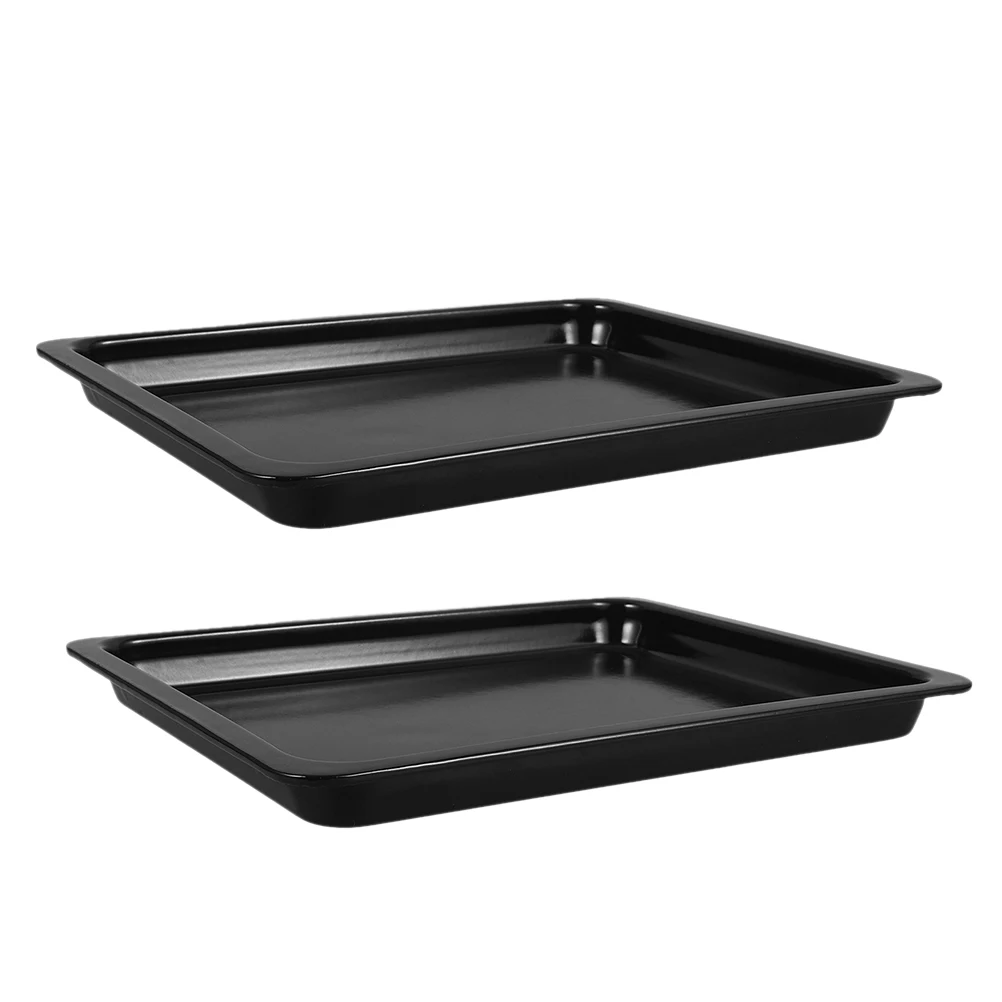 

2pcs Commercial Roast Pan Tray 34x26x2 5CM Black Glossy Flat Baking Tray Oven Roasting Pan Sturdy Non Deformable