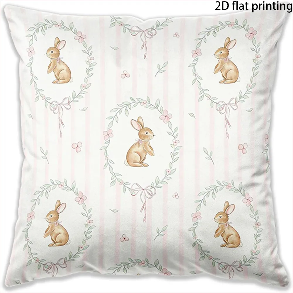 1pc Cute Rabbit Pattern Throw Pillow, Double-Sided Printed Design, Soft Home Decorative Plush Cushion With Inser