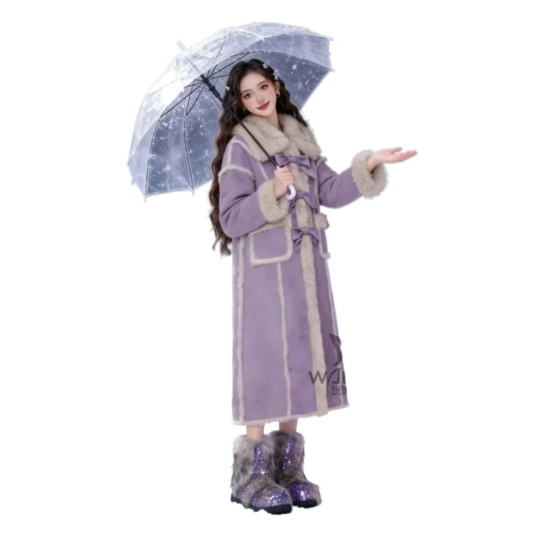 New Fashion Fur Integrated  Coat Thickened Warm Sweet Princess Style Long Fur Temperament Commuting 2026 Winter Women's Clothing