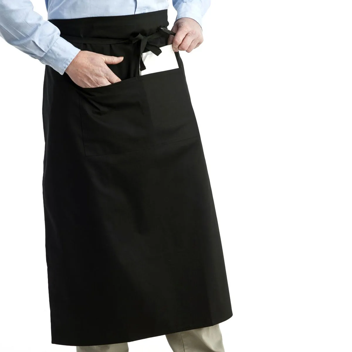 

Universal Unisex Black Short Waist Apron 72X70Cm Double Pockets Kitchen Cooking Workwear Protective Garment For Men Women