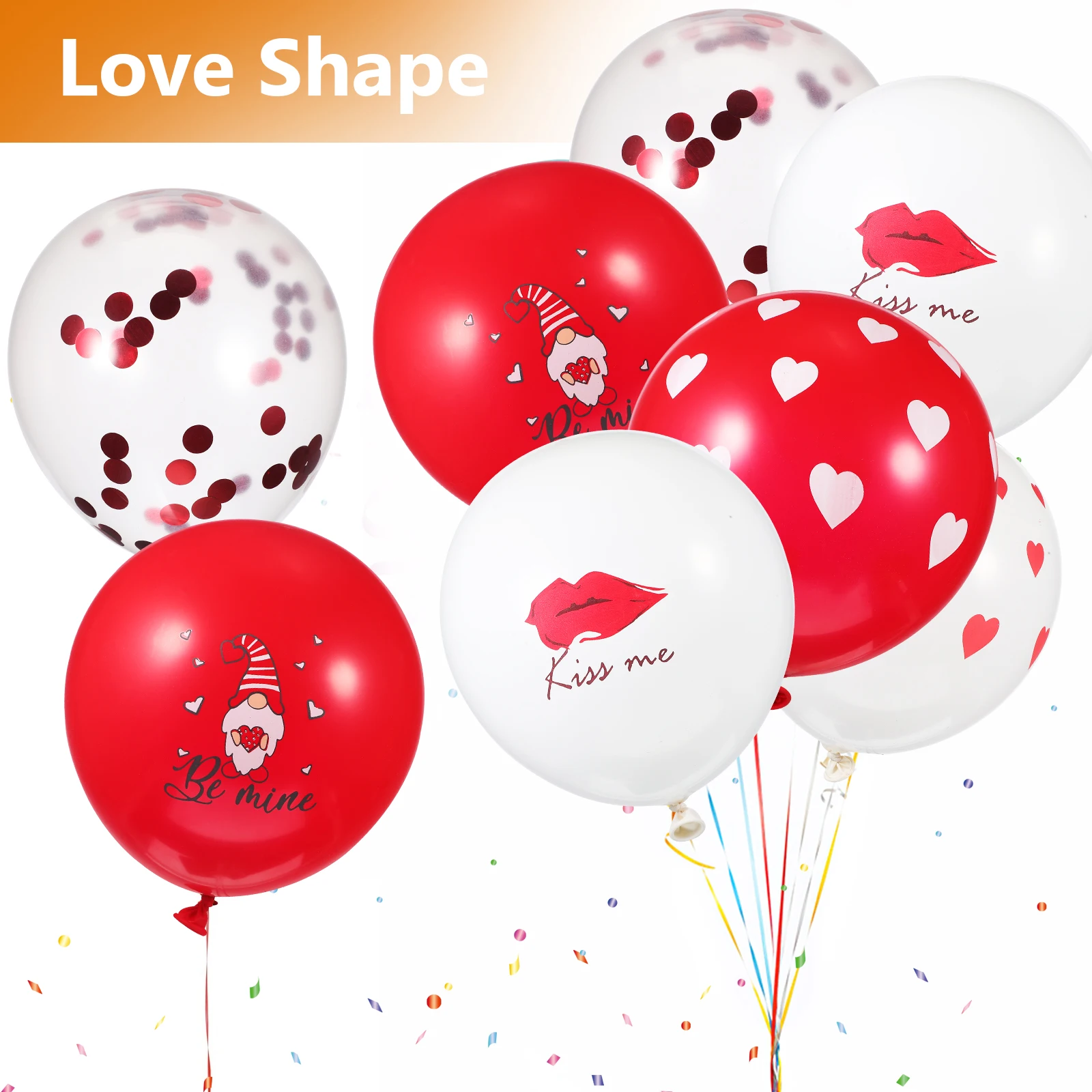 

1 set Valentine's Day Decor Kit Latex Ornaments Romantic Couple Balloons Vibrant Colors Easy Install Banner Set Party Supplies