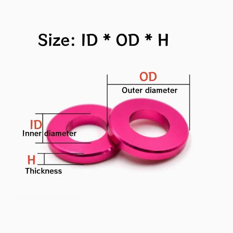 5/10/50pcs M4 M5M6M8 Aluminum Flat Washer Anodized Colourful Bushing Gasket Washers Plain For RC Model Parts Pink/Red/Blue/Black
