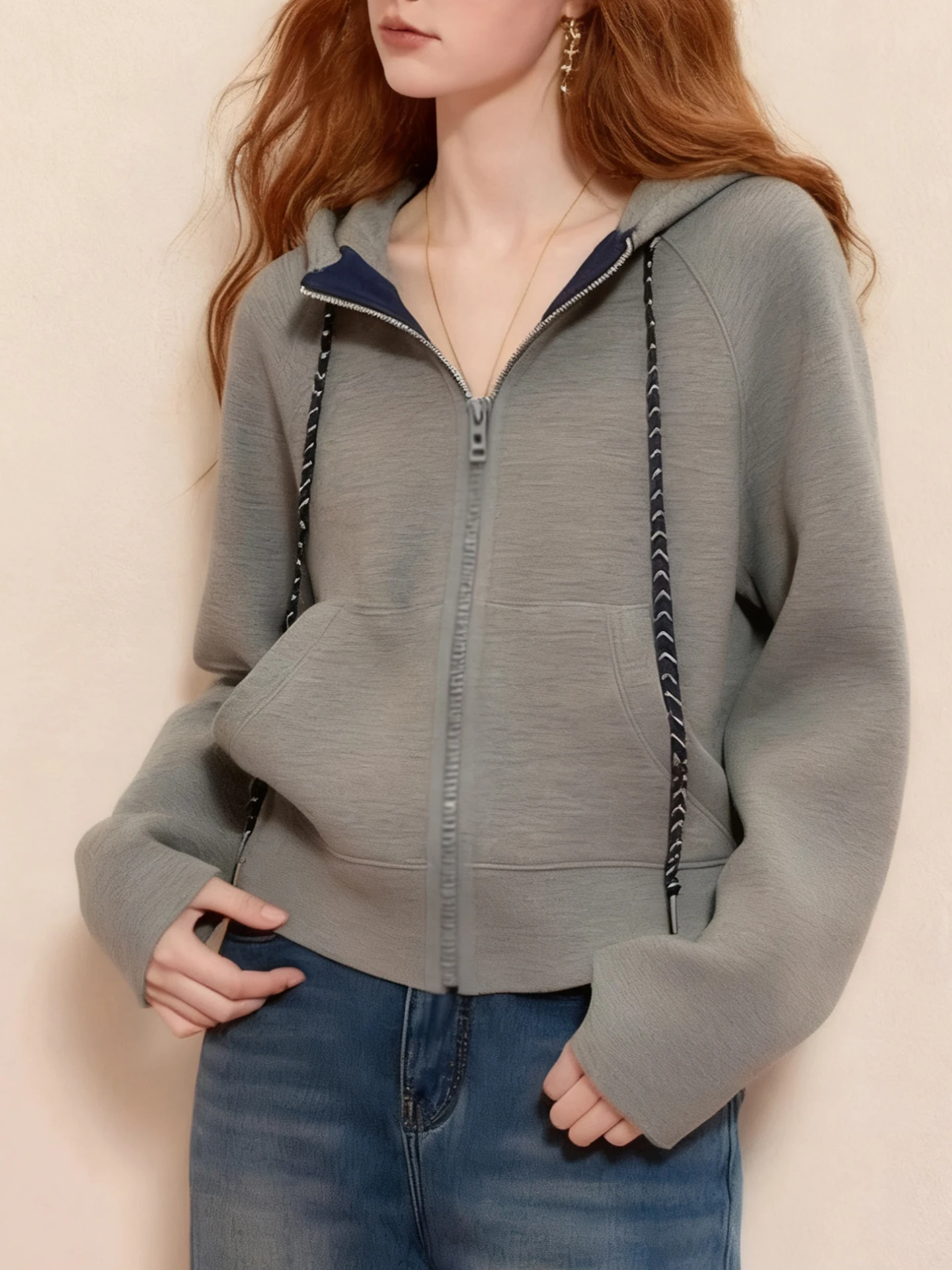 Dstring-sweatshirt met capuchon Thi Long Sve Commute Sle Dames casual top Herfstseizoen ular Gelaagdheid irt