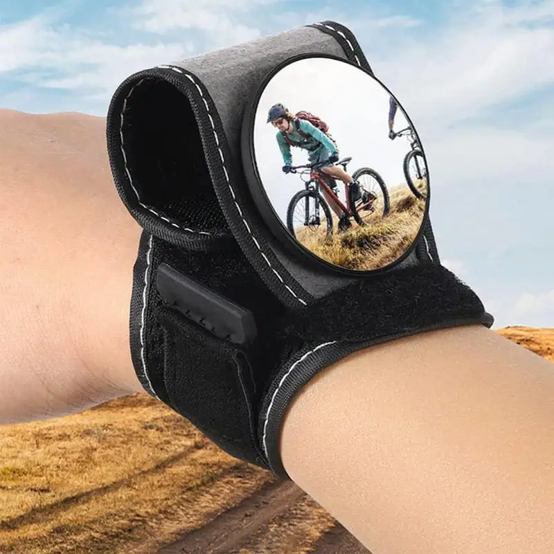 Wrist Strap Rear View Glass Convex Design Rotatable Mountain Road Cycling Wrist Band 360 Adjustable Rear View Wrist Guard For