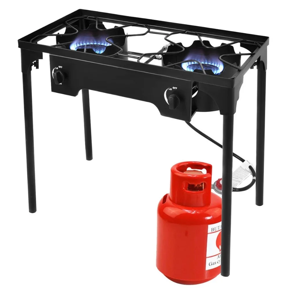 

150000BTU Portable Propane Double Burner Outdoor Camping Cooking Stove BBQ Grill