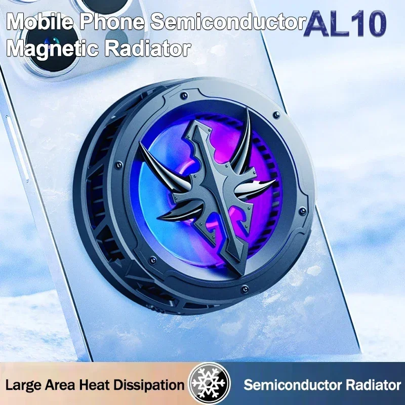 

AL10 Mobile Phone Semiconductor Fast Cooling Fan Radiator Magnetic PUBG Game Cooler for IPhone 15 14 Android Gaming Accessories