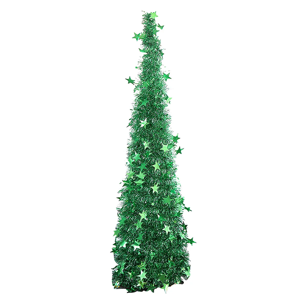 

120Cm Foldable Telescopic Plastic Christmas Tree Pet Eco-Friendly Home Party Decor Reusable Portable Green Bright Led Compatible