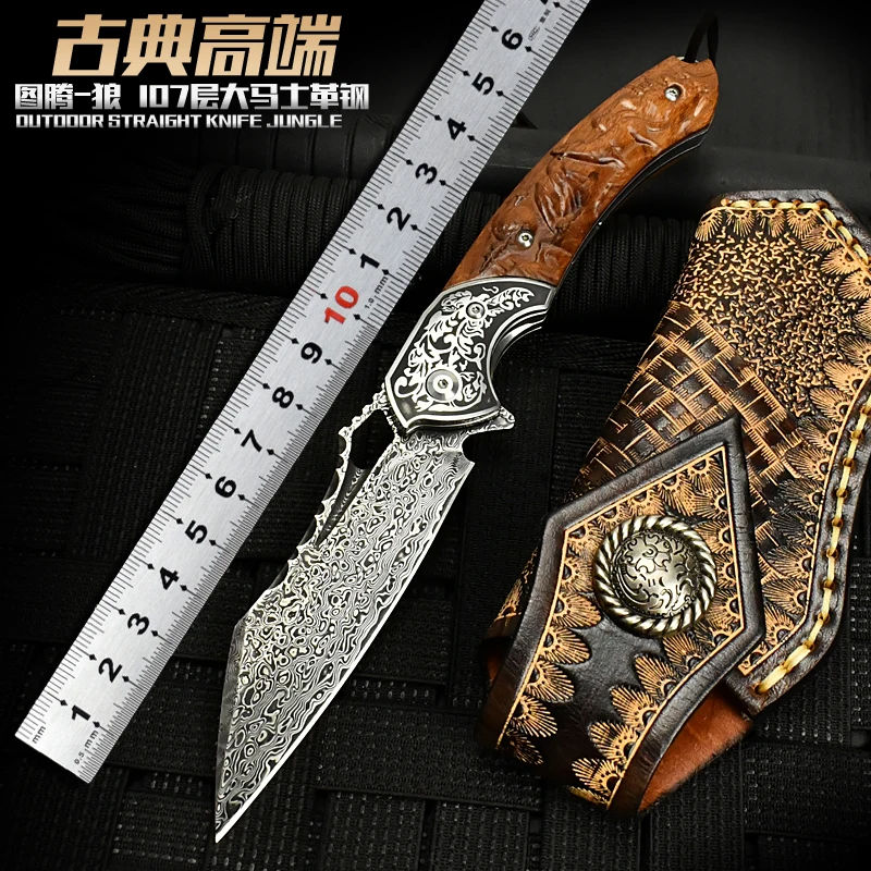 damascus knife high class high quality  customization  collectable  High-end  sharpest  forge Damascus steel  knife folded