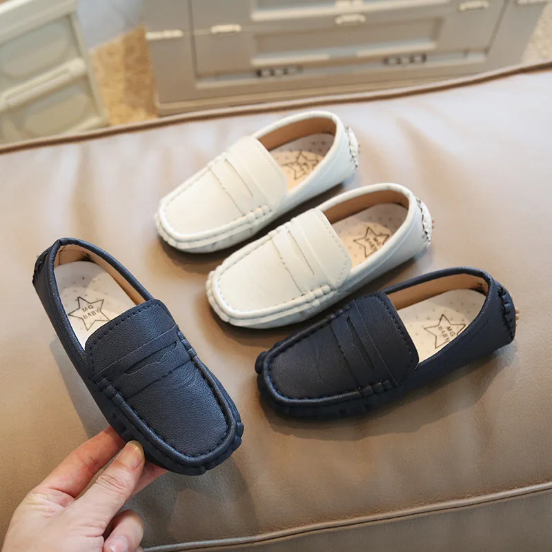 2023 Spring and Autumn British Style Soft Simple Solid Colour Breatheable Light Slip-on Non-slip Flat-Heel Casual Shoes for Boys