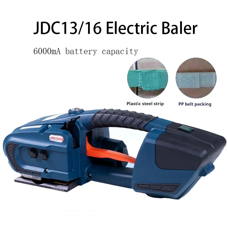 

Battery Powered Strapping Machine for 13mm-16mm PET/ PP Plastic Straps Battery Powered JDC Wrapping Machine with 2 Batteries