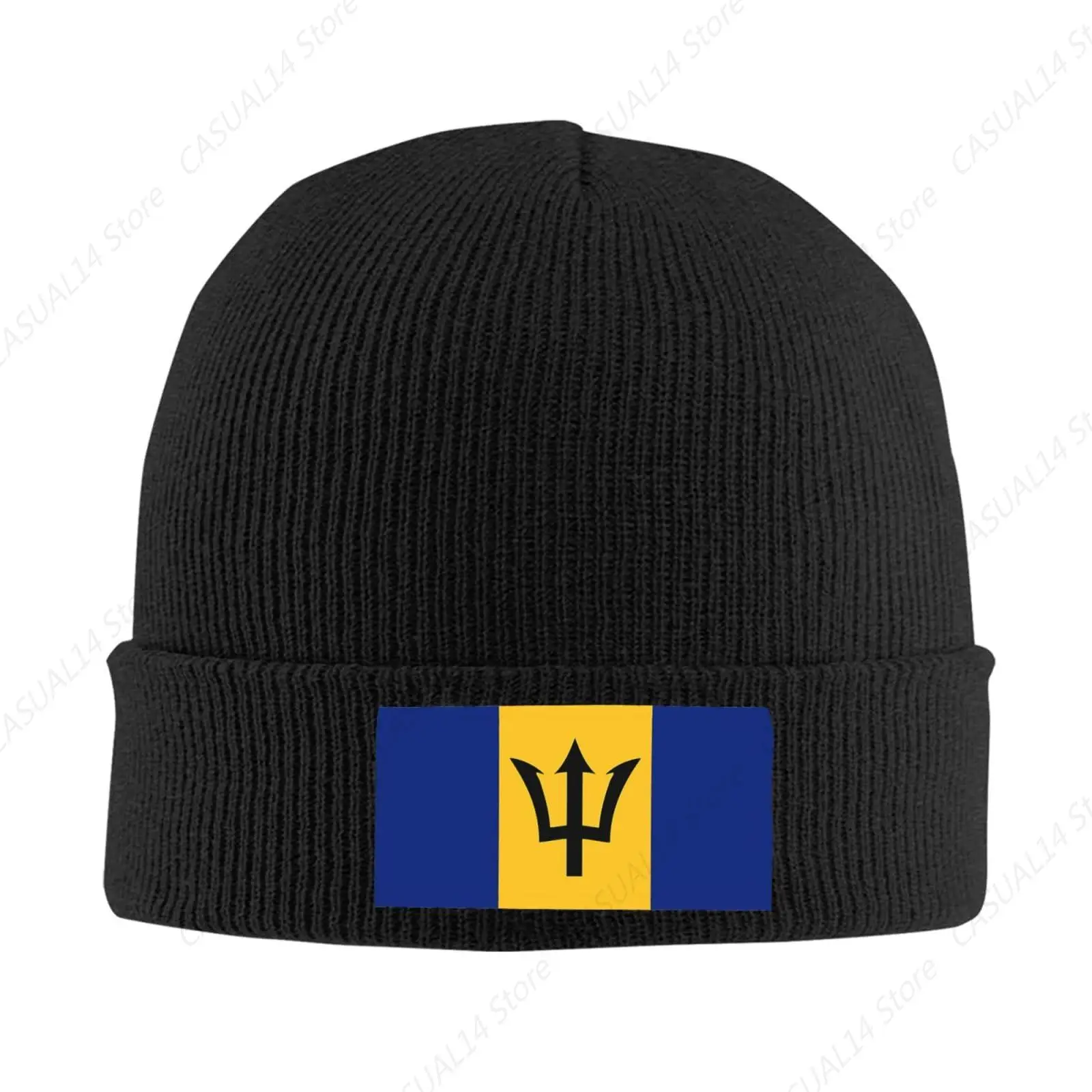 Barbados Flag Knit Beanie Hats for Men and Women Unisex Winter Hat Beanies Skull Cap