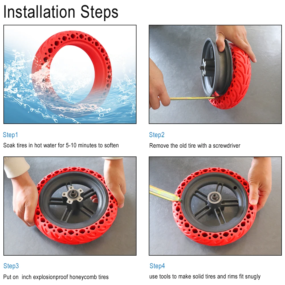 12×2.125 (57-203) Honeycomb Solid Tire for Electric Scooter 12Inch 12 1/2×2 1/4 Shock Absorber Damping Durable Rubber Tyre Parts