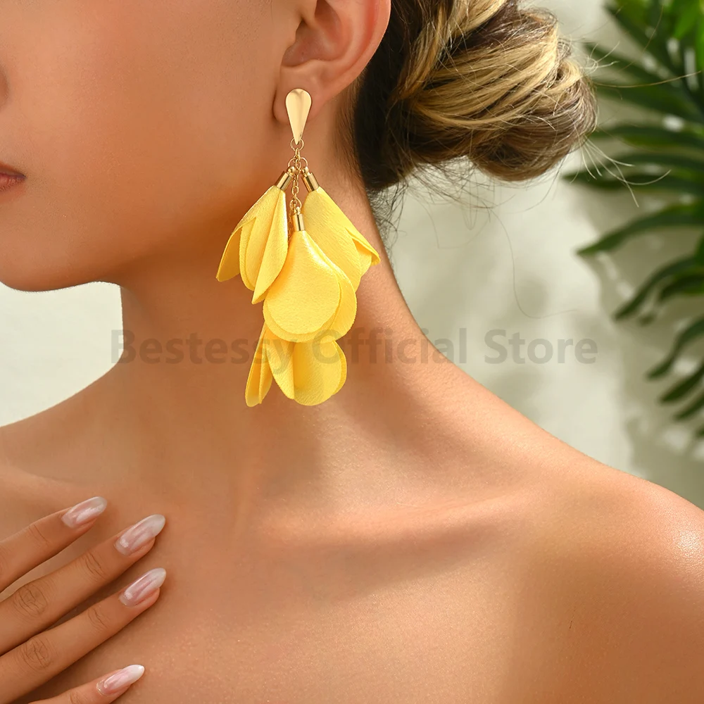 Charm Sexy Black Leopard Petal Pattern Pendant Earrings For Women Classic High Quality Luxury Banquet Party Jewelry Accessories