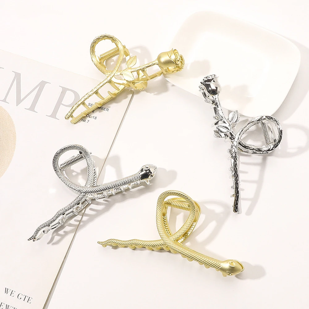 Fashion Metal Hair Claw for Women Gold Silver Color Cross Crab Hair Clip Korean Elegant Geometric Hairpin Girl Hair Accessories