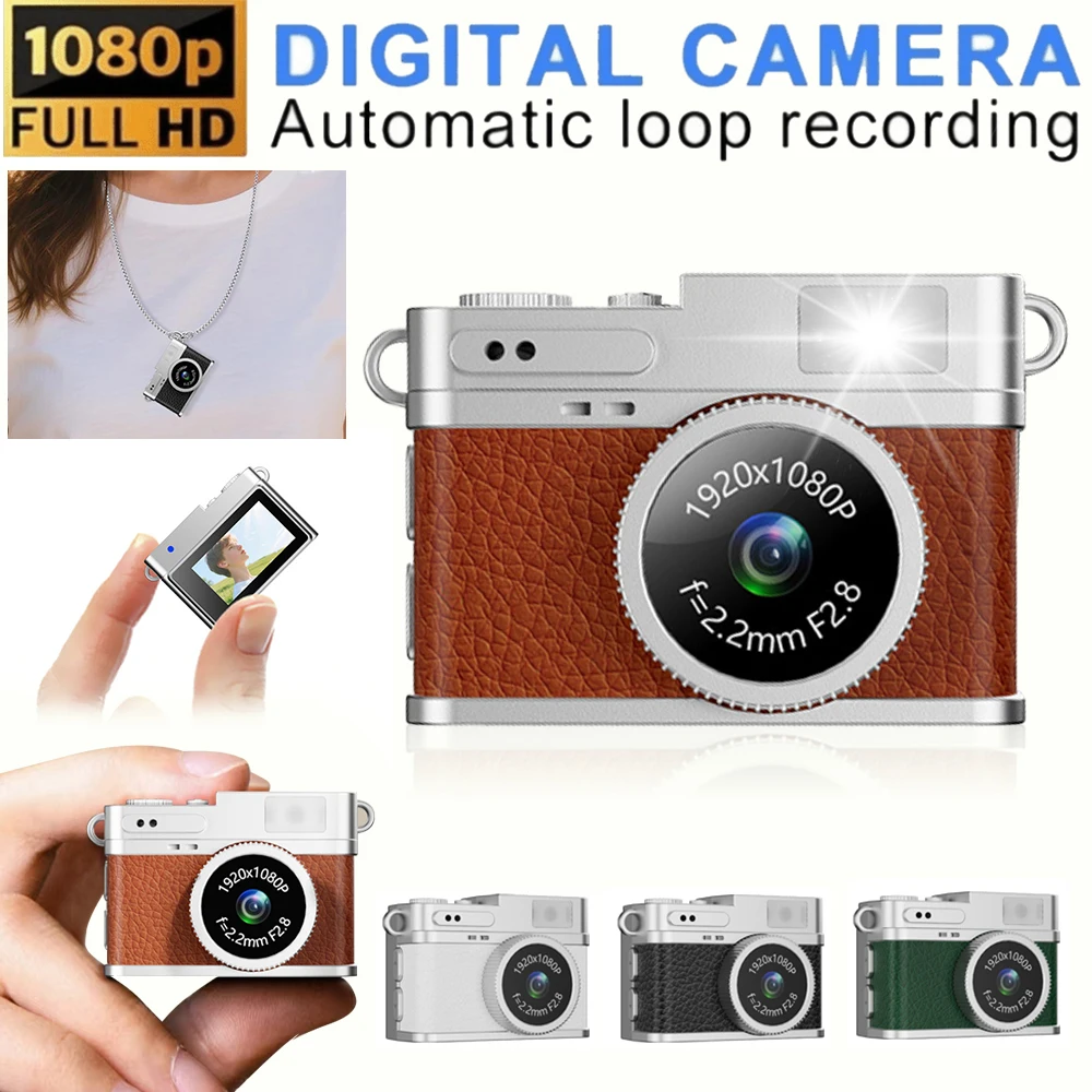 

1080P HD Mini Camera CCD Retro Digital Camera with Screen Portable Outdoor Vlog Travel Mini Cam Video Recorder Small Camcorder
