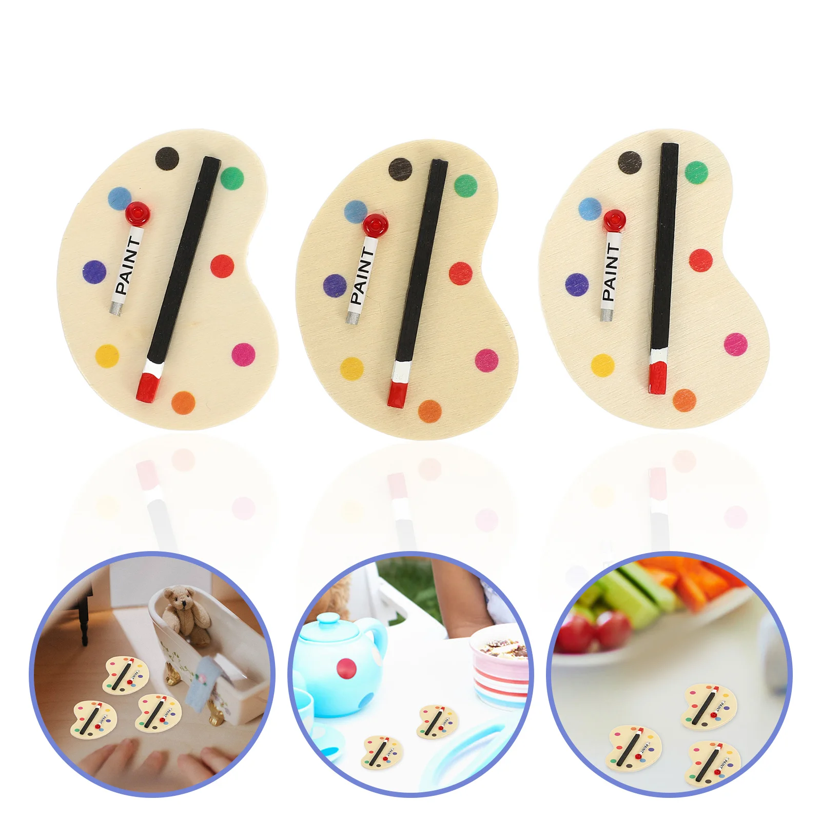 3PCS Simulation Paint Palettes Mini Scene Props Drawing Board Miniatures Play House Accessories for Kids