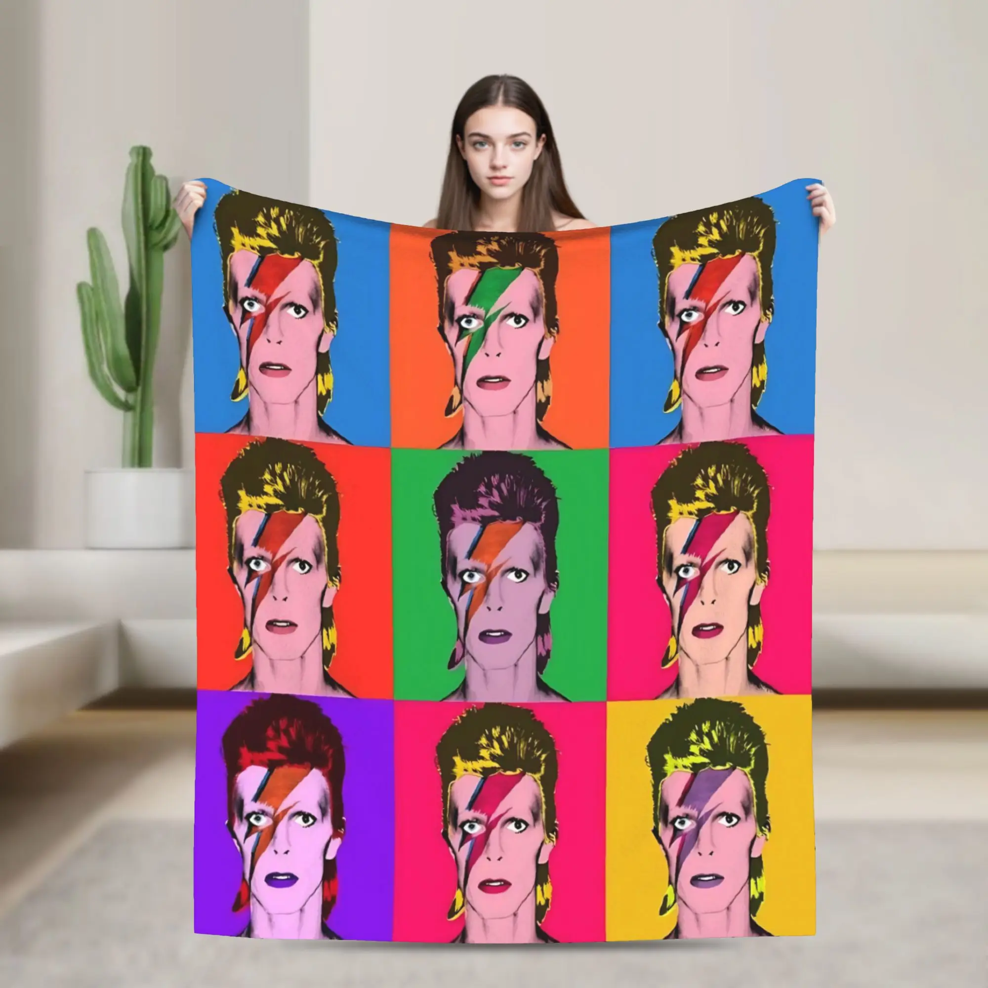 Davides Bowies Blanket Multi-size Soft Fuzzy Plush  Throw Blankets for Couch Sofa and Bed
