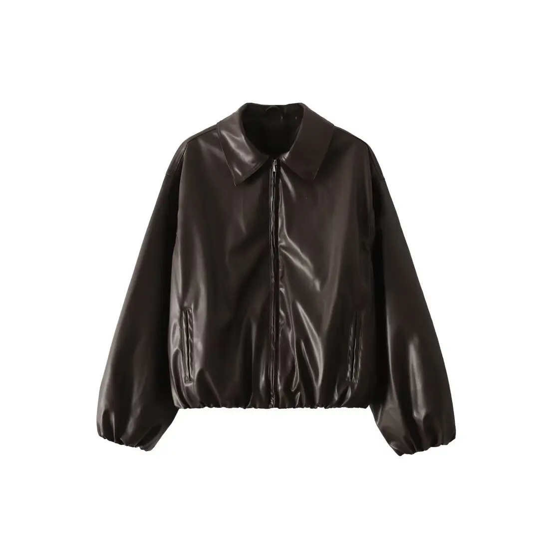 Faionable Sweet Pilot Jaet Oberbekleidung Damen Ort Mantel Einfach Vielseitig Größe Plissee Kunstleder Herbst Neu A...