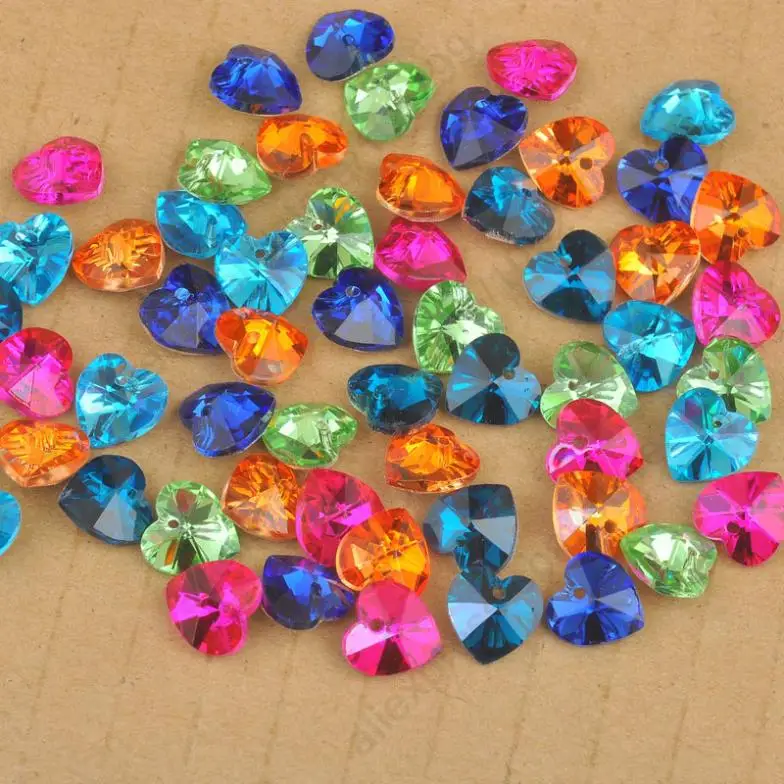 

100PCS 10MM Mix Colors Austrian Crystal Heart Rhinestone Earrings Necklace Jewelry Findings Accessories DIY Handmade Components