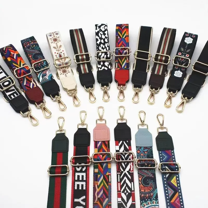 Wide Adjustable Bag Strap Replacement Crossbody Purse Straps Ethnic Print Woven Handbag Shoulder Strap For DIY Messenger Bag Acc