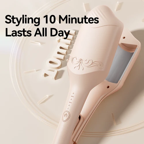 Imagen 2 del producto Rizador de pelo ondulado profundo de 40 mm con iones negativos - Plancha rizadora de temperatura ajustable para cabello ondulado de larga duración, antiencrespamiento