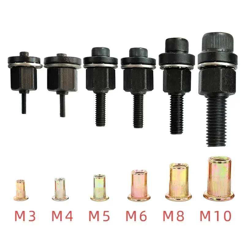 Imagem -03 - Ferramenta Adaptador de Porcas Cabeça para Rebitador Mão Rivet Gun Acessório para Porcas Modelo Opcional m3 m4 m5 m6 m8 M10