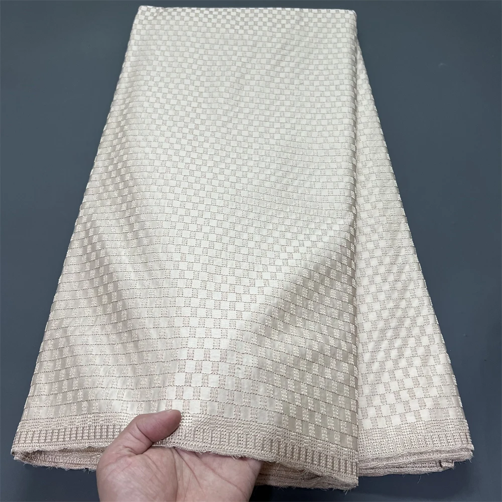 

2025 African Nigerian Tulle High Quality Lace Fabric for Dress Sewing Damask Cotton Pure Embroidery Wedding Party 5Yard hz1395