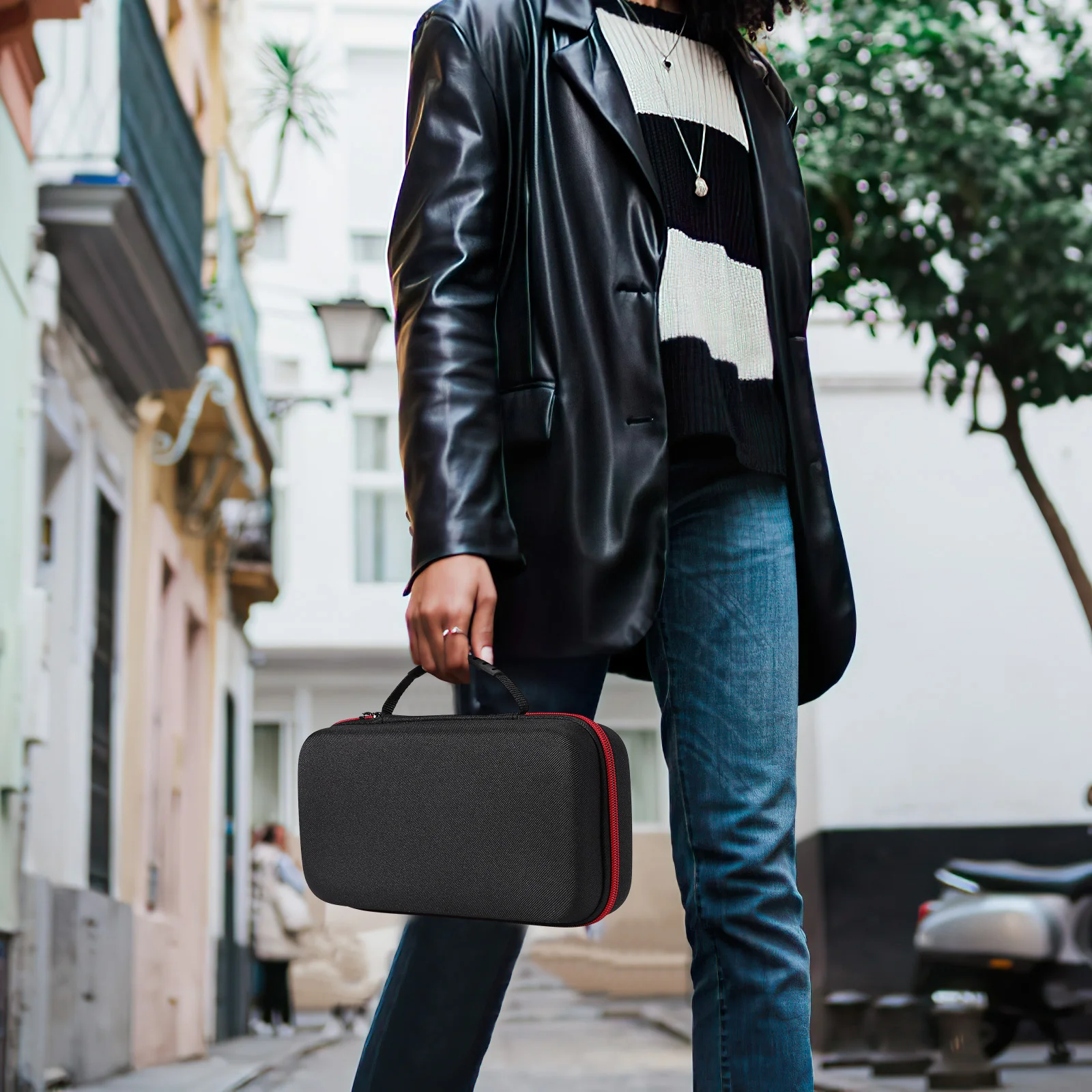 Bolsa para micrófono, caja de almacenamiento con cremallera y organizador de accesorios, estuche portátil a prueba de golpes, esponja protectora EVA