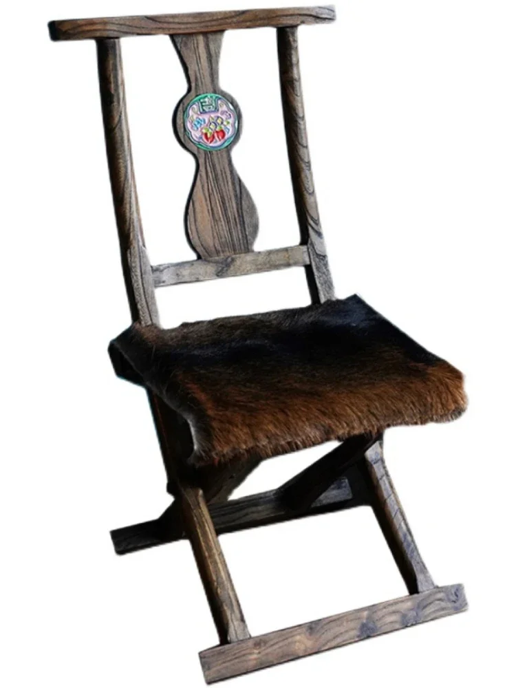 

Elm Chinese light luxury goat leather folding chair, changing shoes and chairs in the porch living room