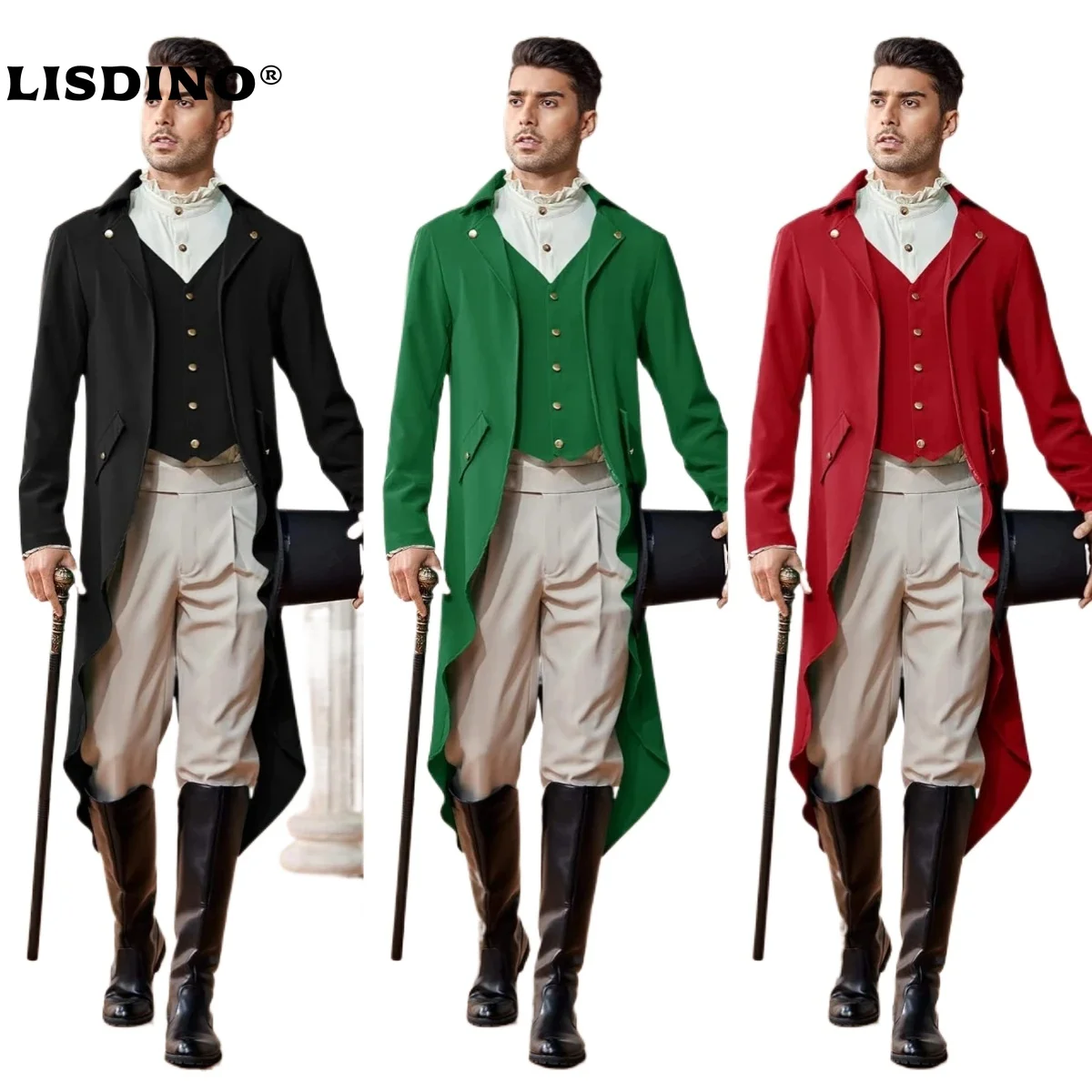 

1Mens Steampunk Gothic Jacket Victorian Tailcoat Vintage Halloween Costume Tuxedo Coat Uniform