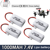 7.4V 1000mah 2S rechargeable Lipo Battery XH-3P plug for RC Cheerson CX-93W Drone Rc Quadcopter Rc Car Boat