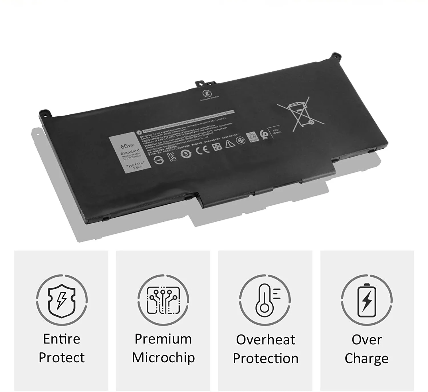 ใหม่ F3YGT แบตเตอรี่แล็ปท็อปสำหรับ Dell Latitude 12 7000 E7280 E7290 E7380 E7390 E7480 E7490 F3YGT 2X39G สูงความจุ7.6V 60WH