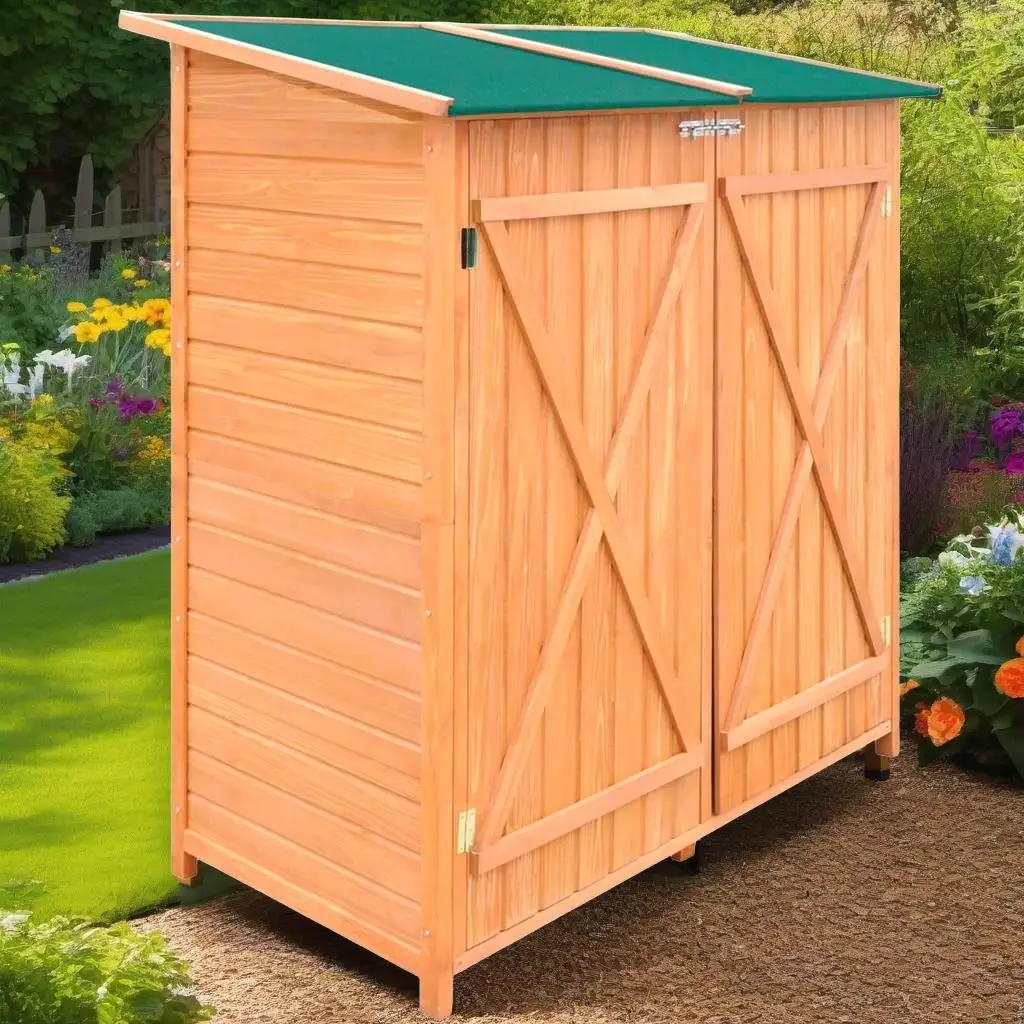 Large Wooden Garden Tool Shed for Storage - Outdoor Utility Room