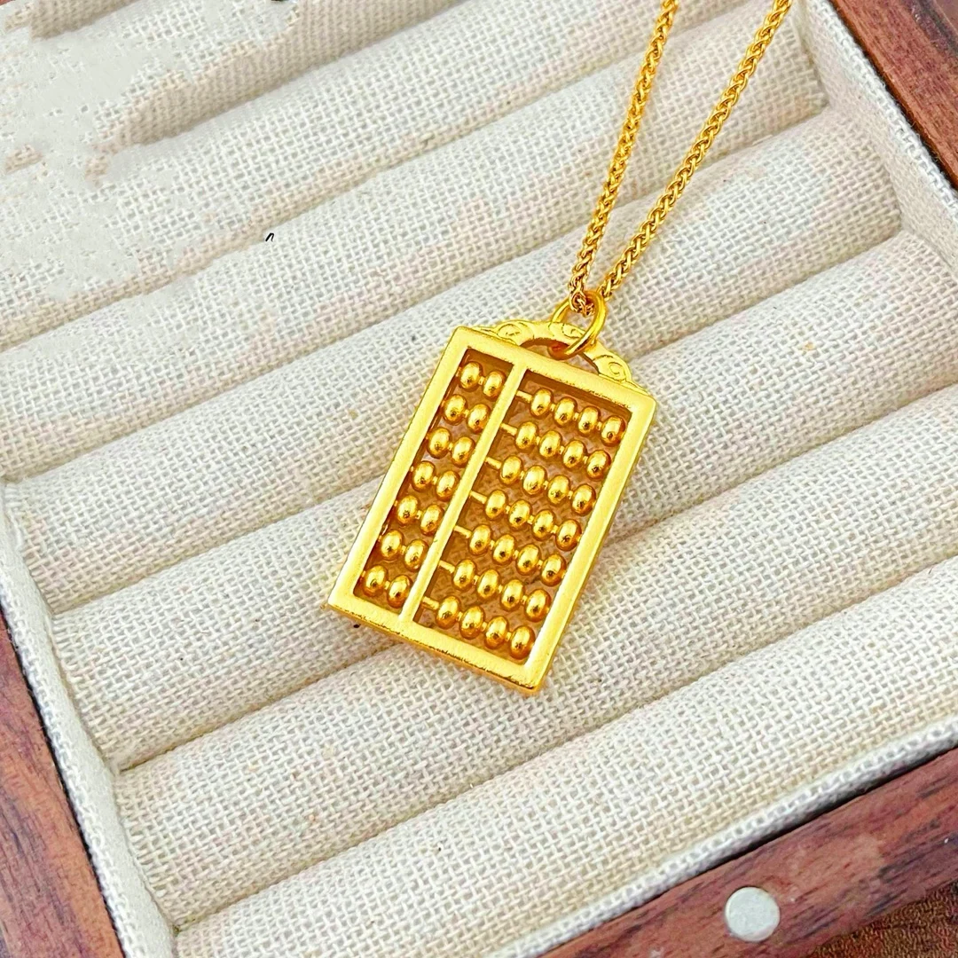 

Xiangyun Ruyi Small Abacus 9999 24-каратное ожерелье из настоящего золота для мужчин и женщин, модный и универсальный этнический стиль