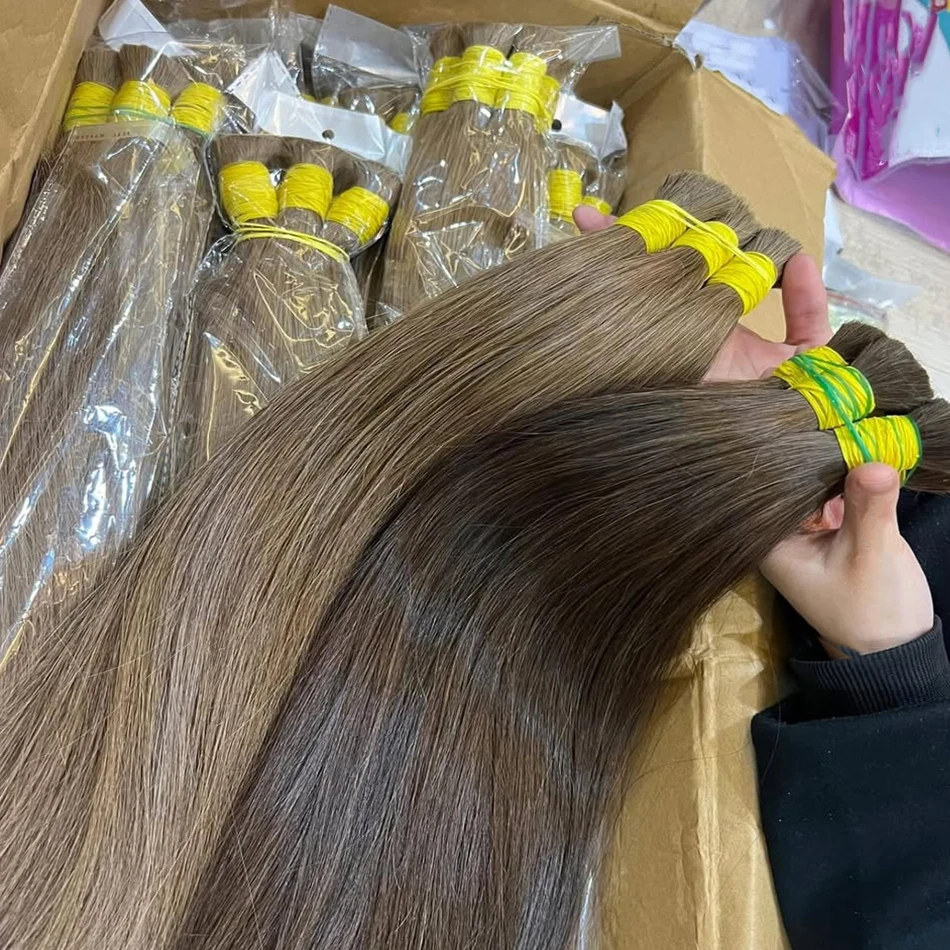 18～30インチ ベトナム産レミー人毛 編み込み用ストレートバルク ウェフトなしエクステ 100g カラー613
