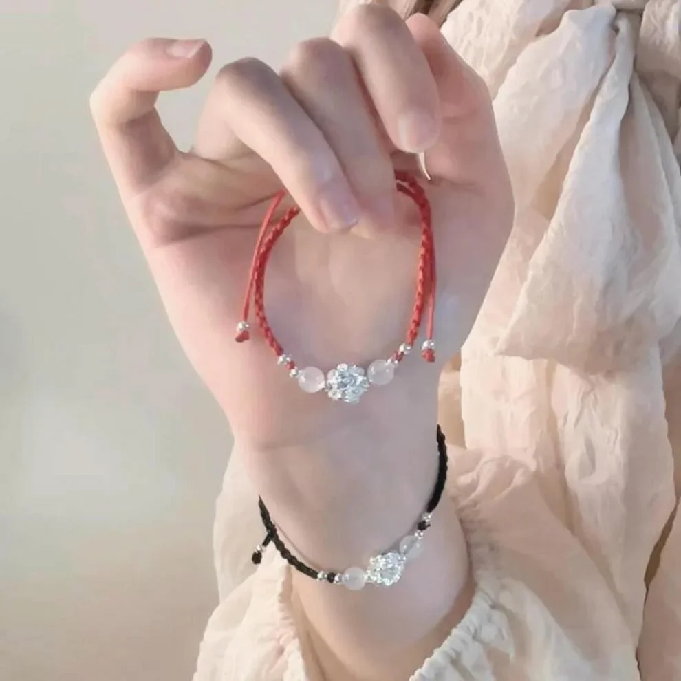 خمر اليدوية النمط الصيني جديلة سوار للنساء الفتيات موضة زهرة اللوتس مطرز سوار مجوهرات هدايا قابل للتعديل #3