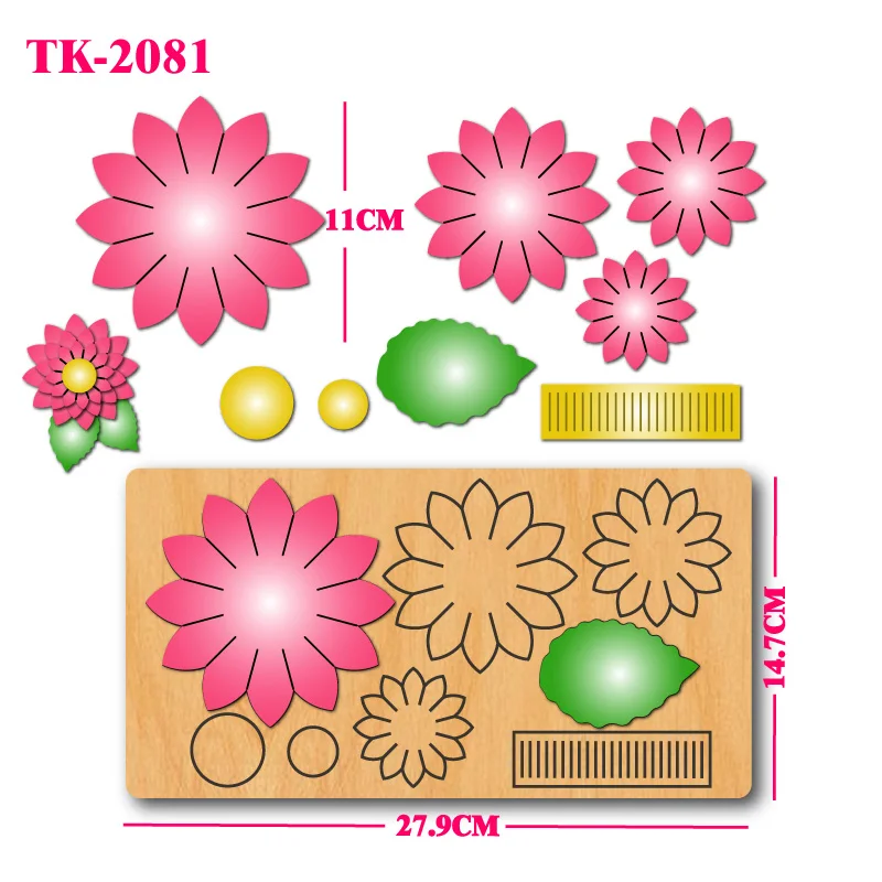 

Combination flower wooden cutting mold, DIY scrapbook, and handmade hair accessories/pendants die-cutting mold