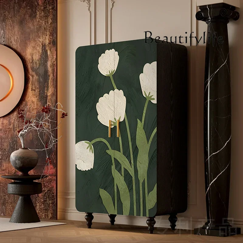

yj32 French cream style flower solid wood wardrobe bedroom free installation wardrobe storage cabinet household