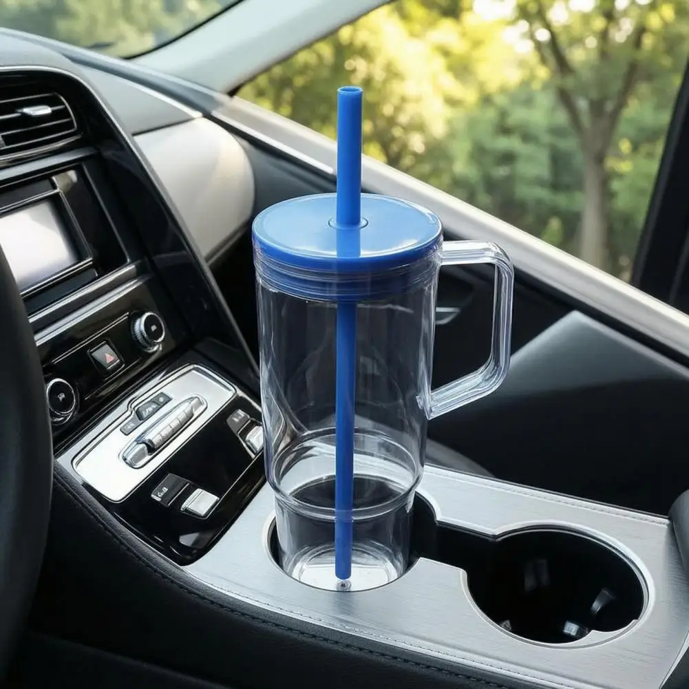 40 oz Capacity Snow Tumbler with Handle Pre-Drilled Holes Transparent Plastic Clear Cups Drinkware