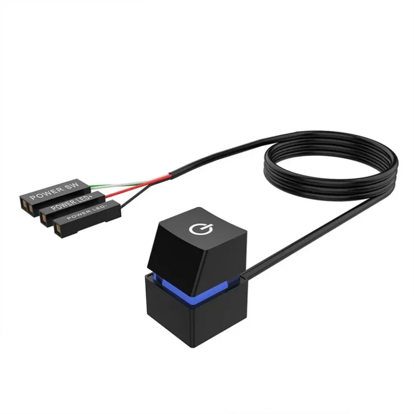 RGB LED Strip with Power Switch Cable PC Extension On/Off Square Button for Gaming Desktop Computer Home Office Setup