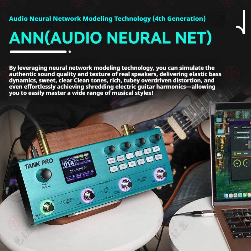 M-VAVE TANK PRO Multi-Effects Processor, 120 Presets, 90 Amp+90 Cab, 300+ FX, 150s Looper, 60 Drums, 10 Modules Guitar Pedal view 2