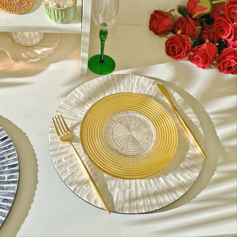 Round Shell Table Mat European Style Western Food Mat with High Sense and Light Luxury American Insulated Tray